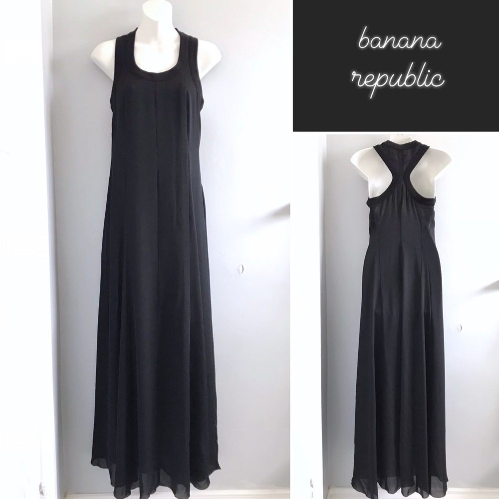 Banana Republic Silk Racerback Patio Maxi Dress in Black NWT • XS